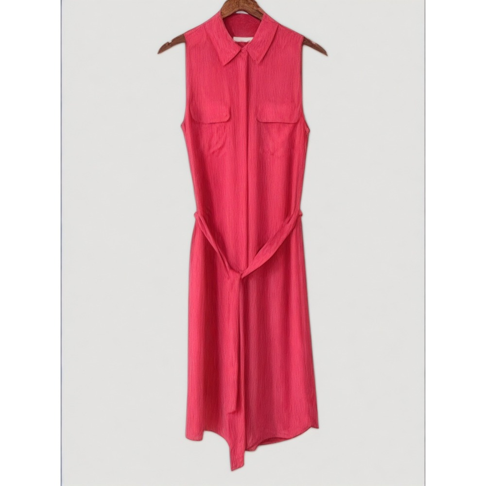 Equipment Tegan 100% Silk Shirt Midi Dress Pink Quiet Luxury Coastal Size M